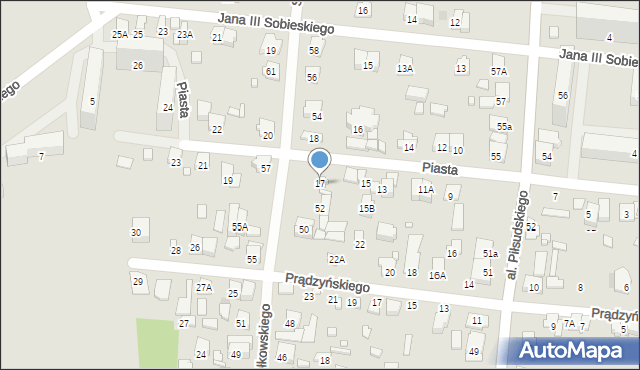 Piastów, Piasta, 17, mapa Piastów