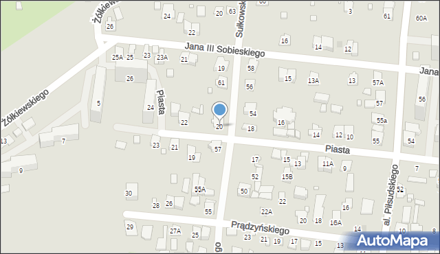 Piastów, Piasta, 20, mapa Piastów