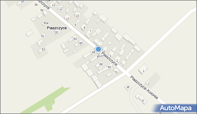 Piaszczyce, Piaszczyce, 67, mapa Piaszczyce