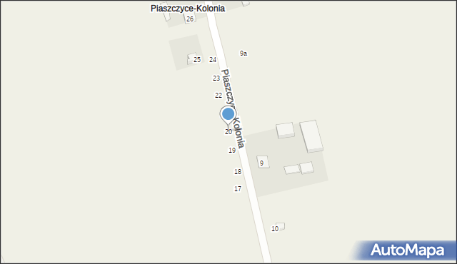 Piaszczyce, Piaszczyce-Kolonia, 20, mapa Piaszczyce