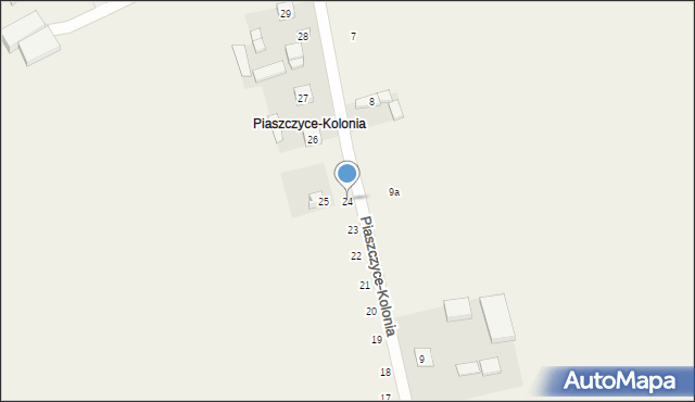 Piaszczyce, Piaszczyce-Kolonia, 24, mapa Piaszczyce