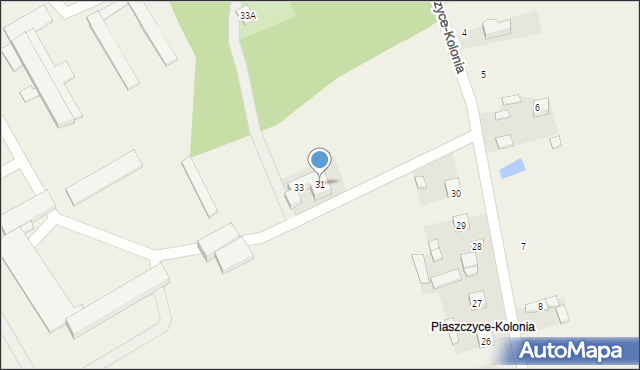 Piaszczyce, Piaszczyce-Kolonia, 31, mapa Piaszczyce