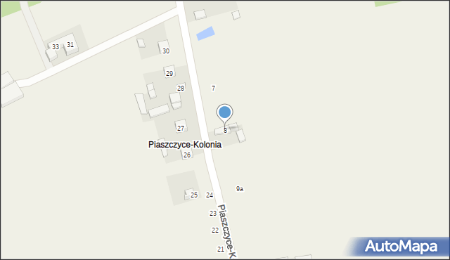 Piaszczyce, Piaszczyce-Kolonia, 8, mapa Piaszczyce