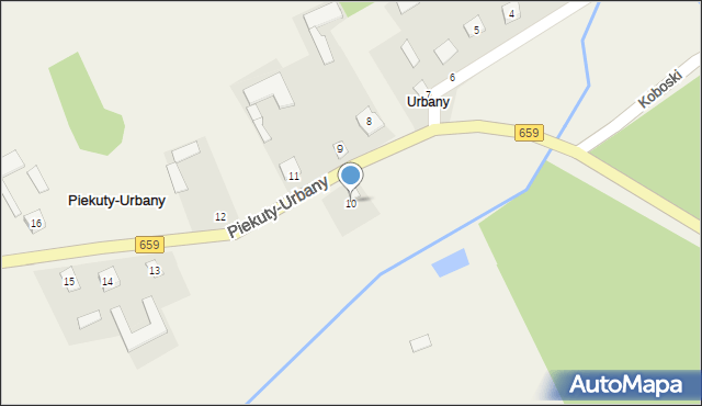 Piekuty-Urbany, Piekuty-Urbany, 10, mapa Piekuty-Urbany