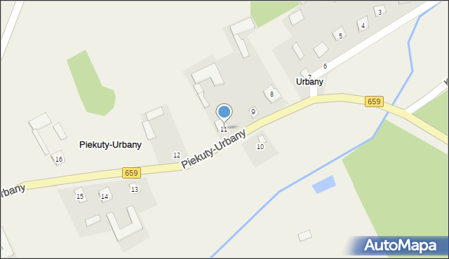 Piekuty-Urbany, Piekuty-Urbany, 11, mapa Piekuty-Urbany