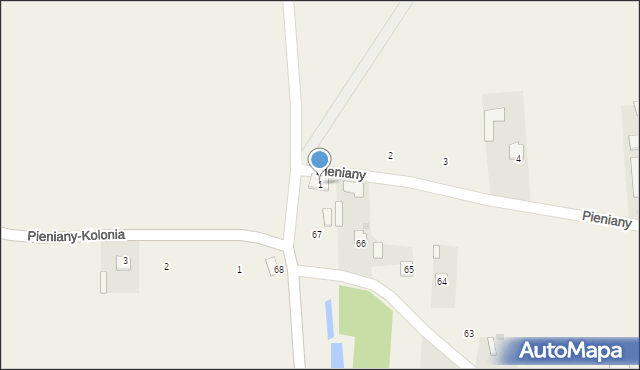 Pieniany, Pieniany, 1, mapa Pieniany