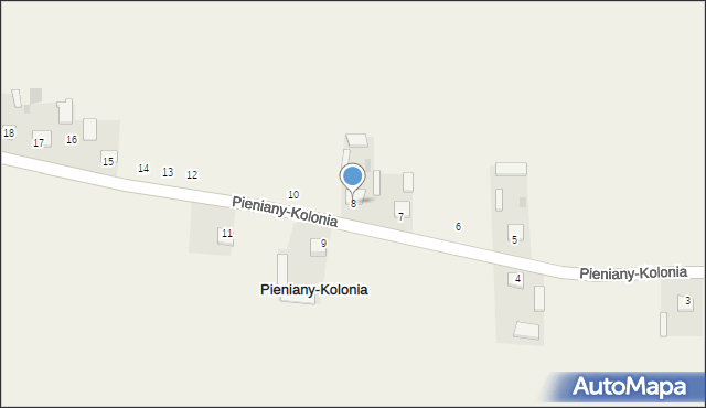 Pieniany-Kolonia, Pieniany-Kolonia, 8, mapa Pieniany-Kolonia