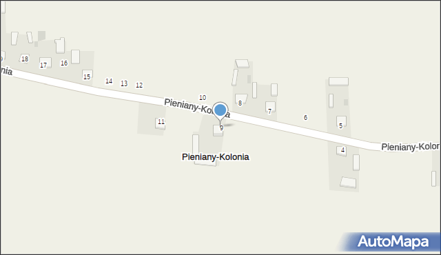 Pieniany-Kolonia, Pieniany-Kolonia, 9, mapa Pieniany-Kolonia