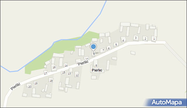 Pieńki, Pieńki, 9, mapa Pieńki