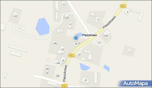 Pieszkowo, Pieszkowo, 14, mapa Pieszkowo