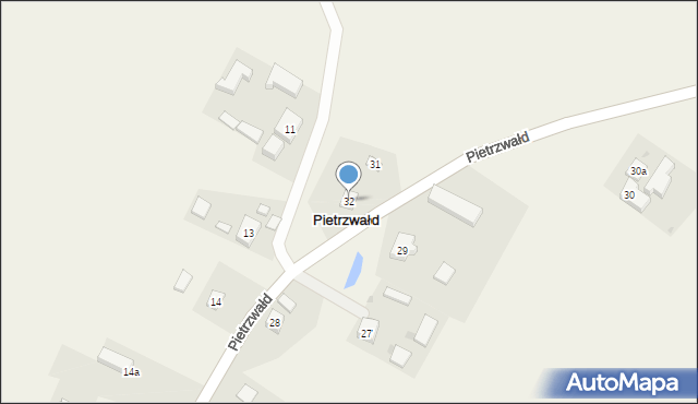 Pietrzwałd, Pietrzwałd, 32, mapa Pietrzwałd