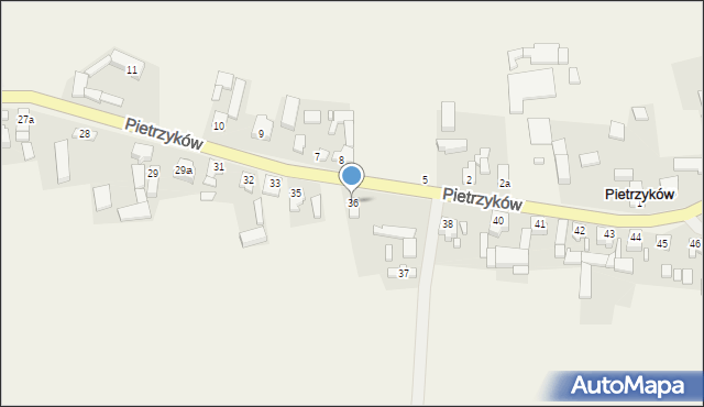 Pietrzyków, Pietrzyków, 36, mapa Pietrzyków