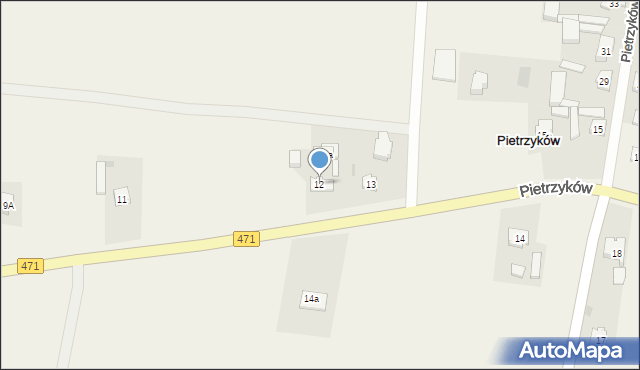 Pietrzyków, Pietrzyków, 12, mapa Pietrzyków