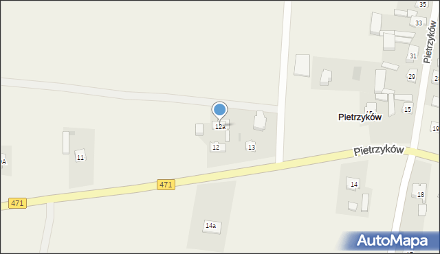 Pietrzyków, Pietrzyków, 12a, mapa Pietrzyków