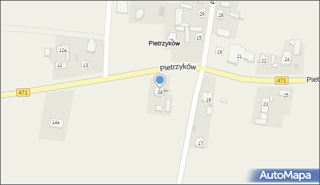 Pietrzyków, Pietrzyków, 14, mapa Pietrzyków