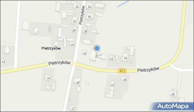 Pietrzyków, Pietrzyków, 21, mapa Pietrzyków