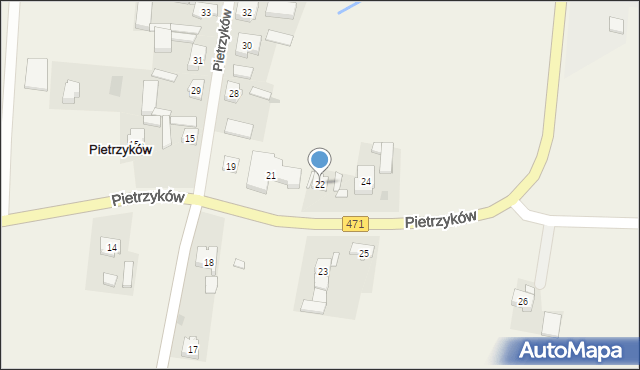 Pietrzyków, Pietrzyków, 22, mapa Pietrzyków