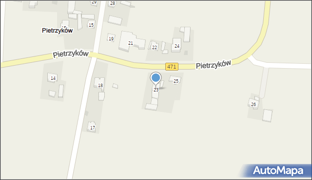 Pietrzyków, Pietrzyków, 23, mapa Pietrzyków