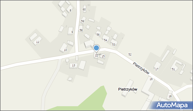 Pietrzyków, Pietrzyków, 12, mapa Pietrzyków