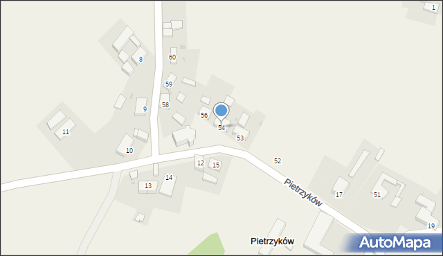 Pietrzyków, Pietrzyków, 54, mapa Pietrzyków