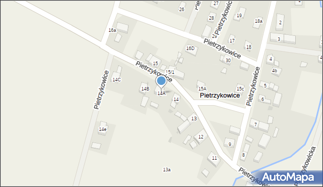 Pietrzykowice, Pietrzykowice, 14A, mapa Pietrzykowice