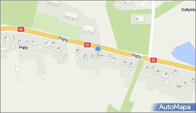 Pięty, Pięty, 21, mapa Pięty