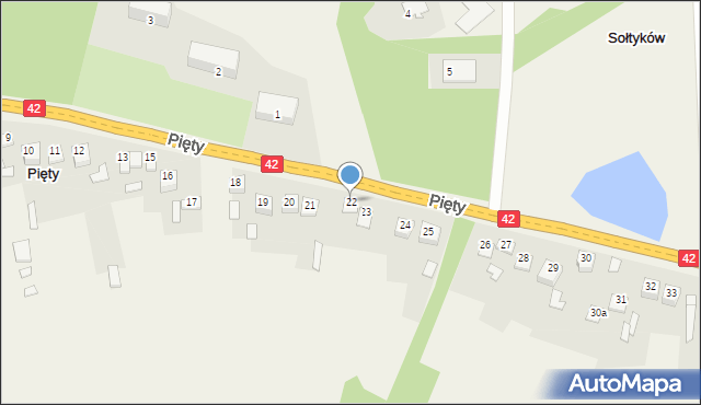 Pięty, Pięty, 22, mapa Pięty