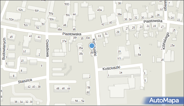 Piława Górna, Piastowska, 35e, mapa Piława Górna