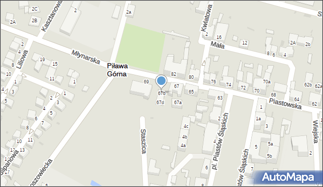 Piława Górna, Piastowska, 67b, mapa Piława Górna