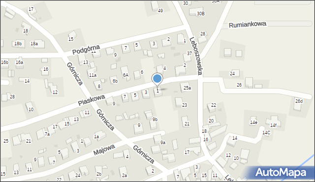 Pilchowice, Piaskowa, 1, mapa Pilchowice