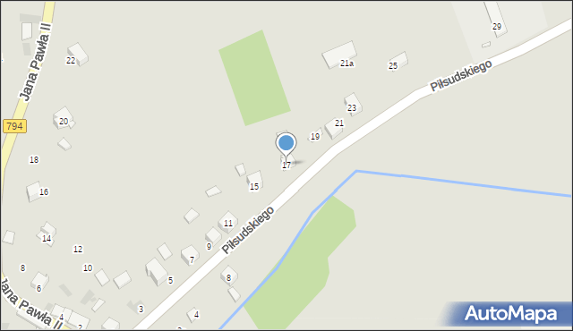 Pilica, Piłsudskiego Józefa, marsz., 17, mapa Pilica