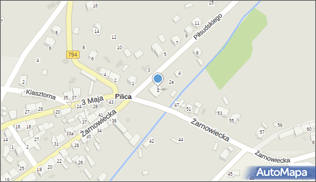 Pilica, Piłsudskiego Józefa, marsz., 2, mapa Pilica