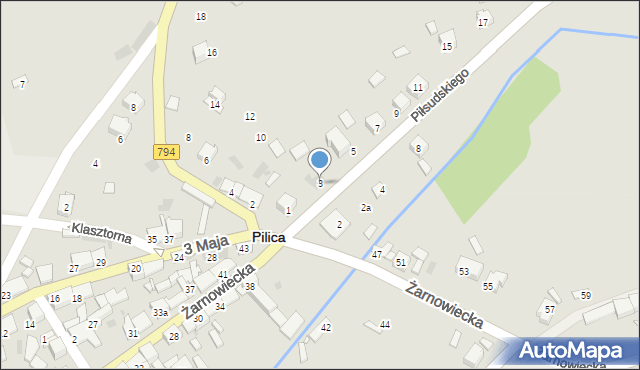 Pilica, Piłsudskiego Józefa, marsz., 3, mapa Pilica