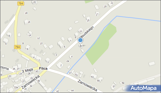 Pilica, Piłsudskiego Józefa, marsz., 8, mapa Pilica