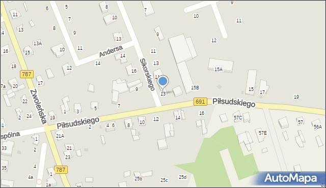 Pionki, Piłsudskiego Józefa, marsz., 13, mapa Pionki