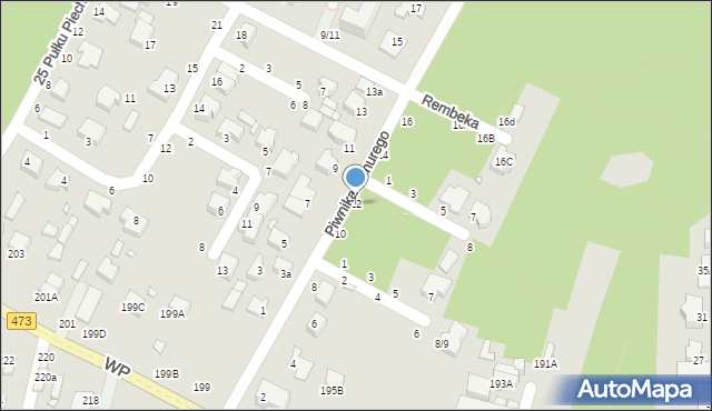 Piotrków Trybunalski, Piwnika-Ponurego Jana, mjr., 12, mapa Piotrków Trybunalski