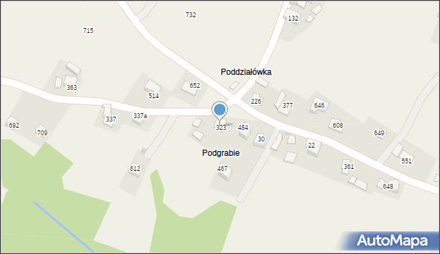 Pisarzowa, Pisarzowa, 323, mapa Pisarzowa