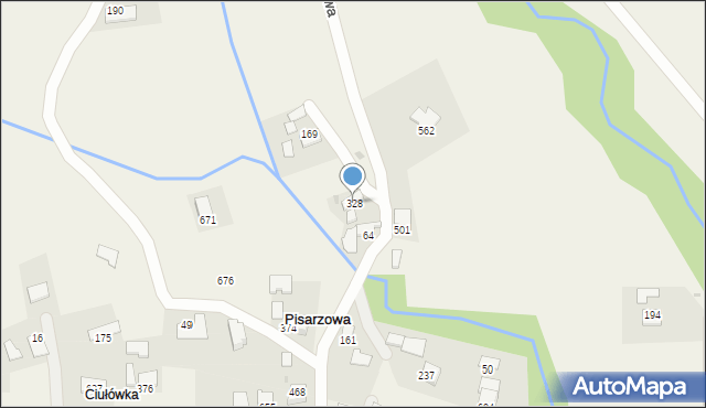 Pisarzowa, Pisarzowa, 328, mapa Pisarzowa