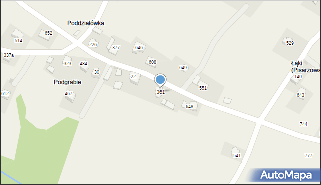 Pisarzowa, Pisarzowa, 361, mapa Pisarzowa