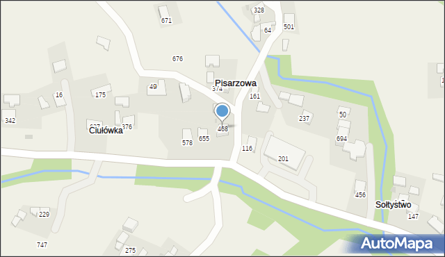 Pisarzowa, Pisarzowa, 468, mapa Pisarzowa