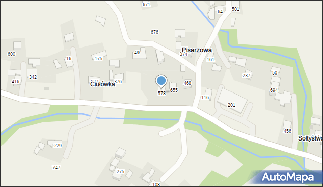 Pisarzowa, Pisarzowa, 578, mapa Pisarzowa