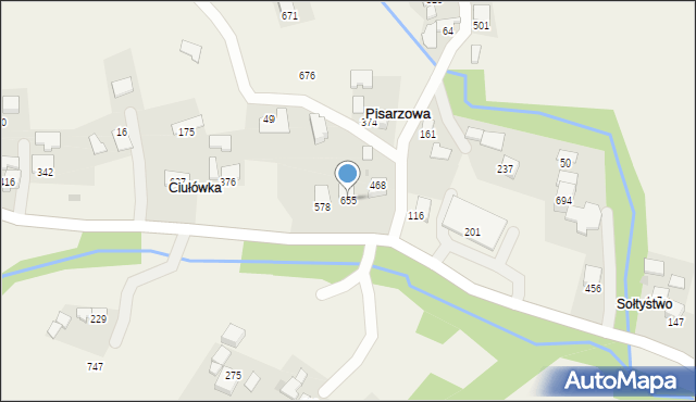 Pisarzowa, Pisarzowa, 655, mapa Pisarzowa