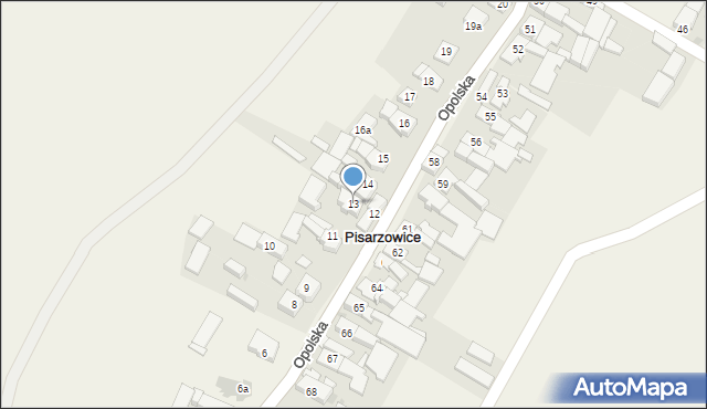 Pisarzowice, Pisarzowice, 13, mapa Pisarzowice