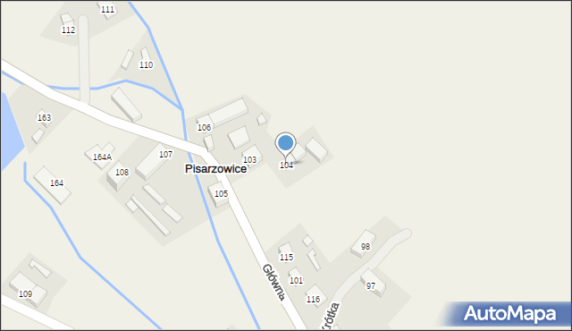 Pisarzowice, Pisarzowice, 104, mapa Pisarzowice