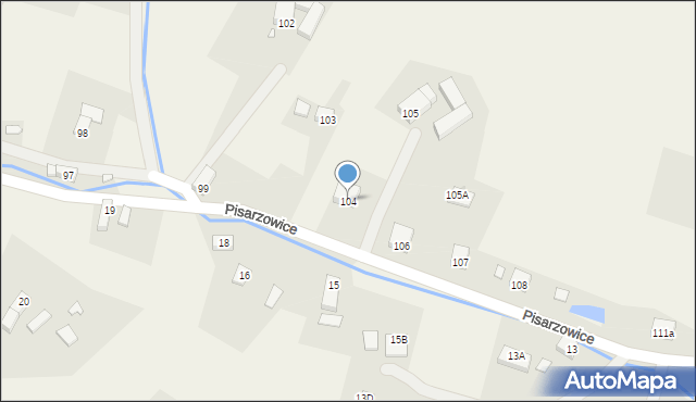 Pisarzowice, Pisarzowice, 104, mapa Pisarzowice