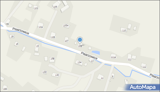 Pisarzowice, Pisarzowice, 108, mapa Pisarzowice