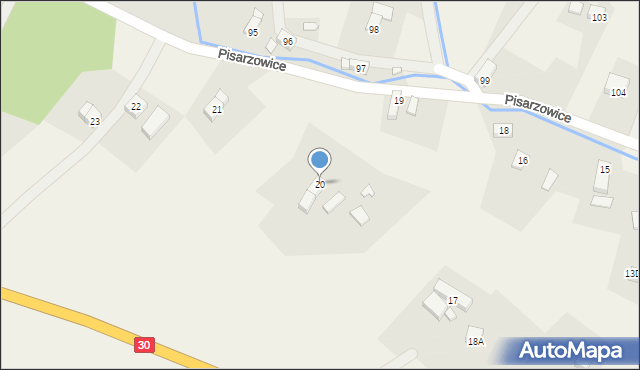 Pisarzowice, Pisarzowice, 20, mapa Pisarzowice