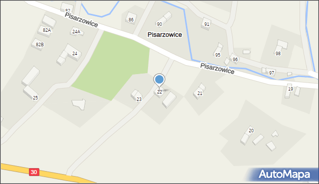 Pisarzowice, Pisarzowice, 22, mapa Pisarzowice