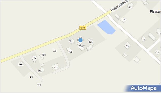 Pisarzowice, Pisarzowice, 50A, mapa Pisarzowice