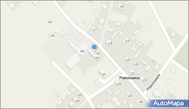 Piskorowice, Piskorowice, 108a, mapa Piskorowice